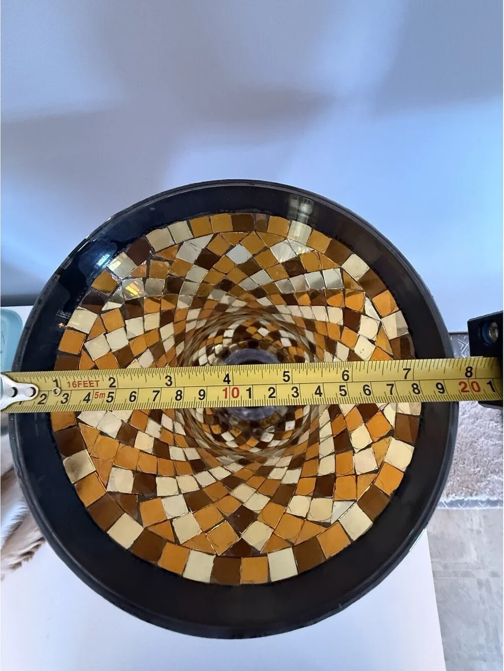 Partylite GLOBAL FUSION Hurricane Mosaic Glass Candle Holder 12” Tall EUC P8366